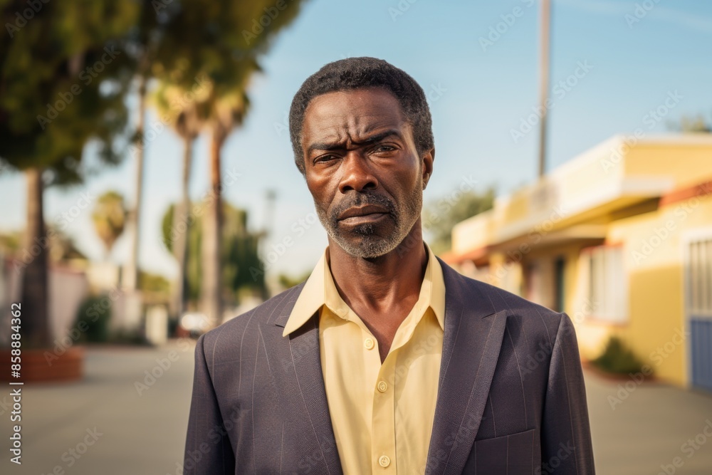 Poster Portrait of a mature black man on suburb street