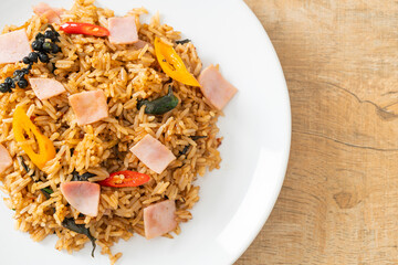 ham fried rice with herbs and spices