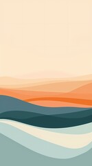 A minimalist flat design with clean lines in pastel colors, featuring an abstract representation of waves