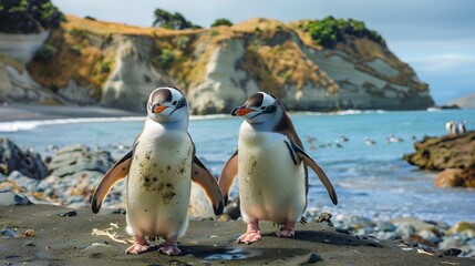 Fototapeta premium Neuseeland Oamaru Pinguin Strand. 