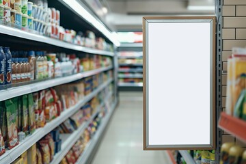 blank mock up in the supermarket in realistic by generative ai