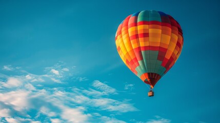 Naklejka premium Colorful Hot Air Balloon Floating in Clear Sky During Daytime