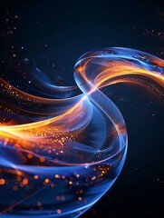 Obraz premium Blue Abstract Spiral Lines，Dark Blue and Light Orange Style, cyberpunk,Charming aperture effect, Abstract Lines 