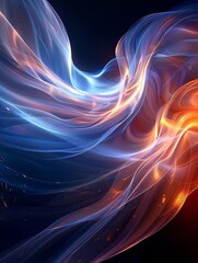 Obraz premium Blue Abstract Spiral Lines，Dark Blue and Light Orange Style, cyberpunk,Charming aperture effect, Abstract Lines 