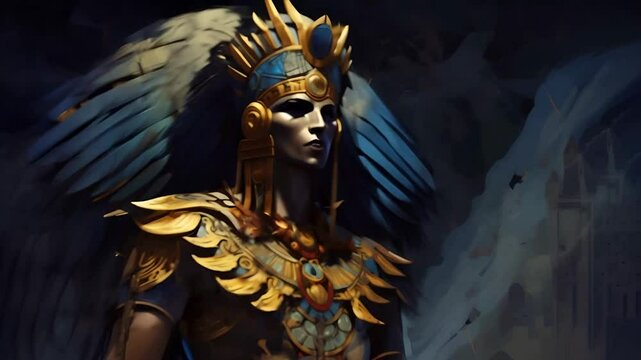 Handsome ancient Egyptian male god Anubis	
