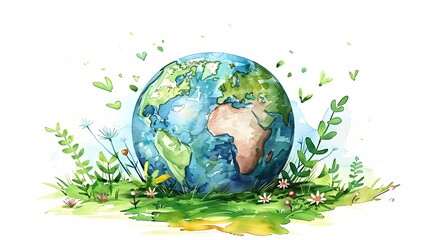 Sustainable Planet Concept with Lush Greenery and Global Globe