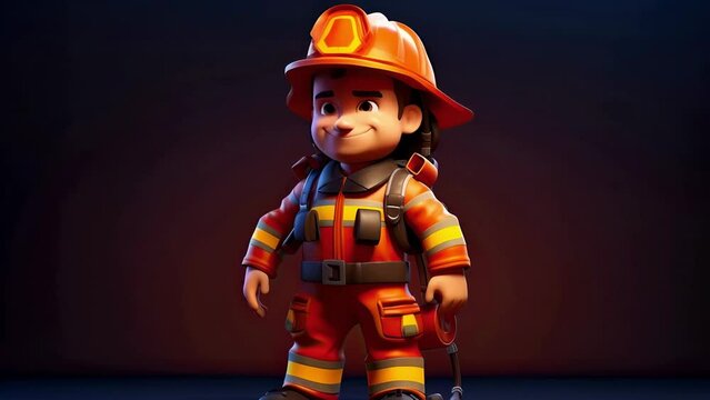 Character of a heroic strong fireman ready to save people and animals	
