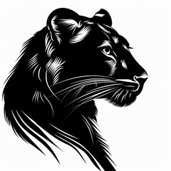 Fototapeta premium A black and white drawing of a lion 's head