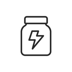 Energy Supplement bottle, linear style icon. dietary supplements and nutrition. Editable stroke width