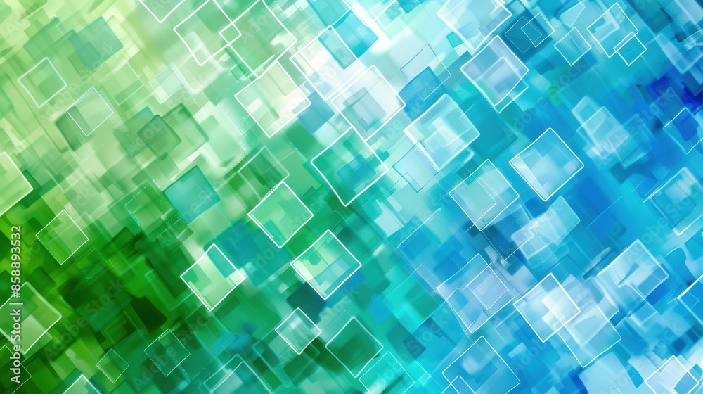 Leinwandbilder a colorful background with green and blue squares. the squares are of different sizes and are arrang
