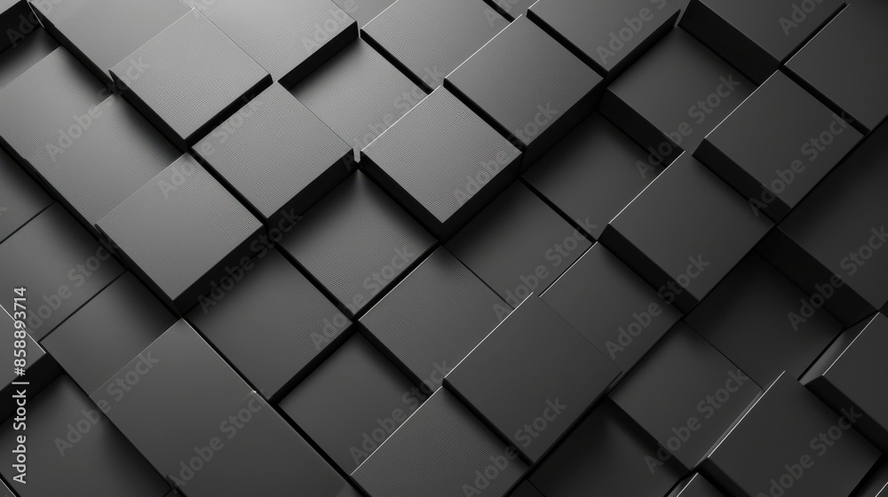 Poster a black and white image of a pattern of squares. the squares are all different sizes and are arrange