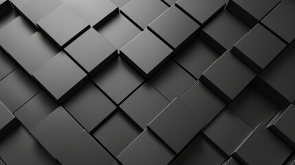 A black and white image of a pattern of squares. The squares are all different sizes and are arranged in a way that creates a sense of depth and texture. The image has a modern