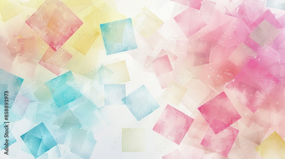 Poster a colorful background with squares of different colors. the background is a mix of blue, pink, and y