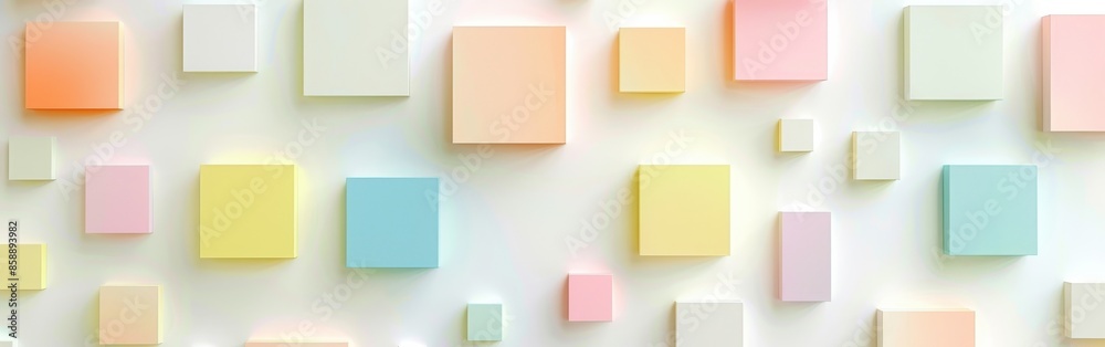 Poster a colorful background of squares with a white background. the squares are of different colors and si