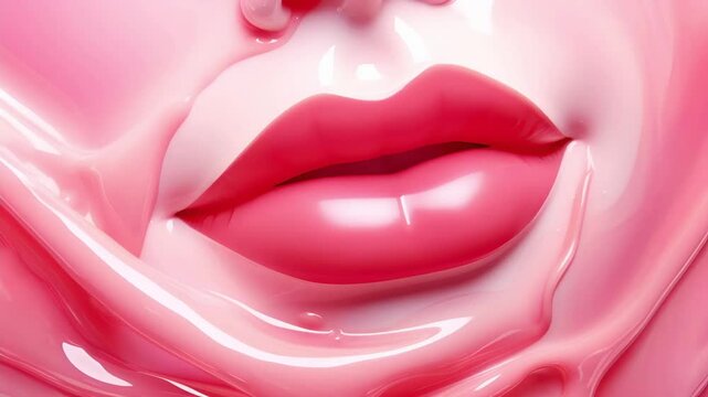 Lips being moisturized with a hydrating lip mask