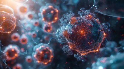 Abstract representation of a virus or cell.