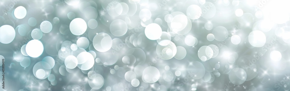 Fototapete A blurry image of a bunch of white circles. The circles are of different sizes and are scattered all over the image. The image has a dreamy and ethereal quality to it