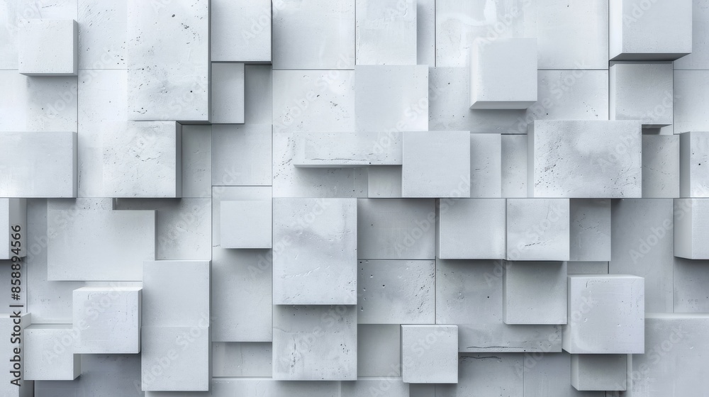 Leinwandbilder The image is a white background with a lot of white blocks. The blocks are arranged in a way that creates a sense of depth and texture. Scene is calm and serene, with the blocks appearing to be solid