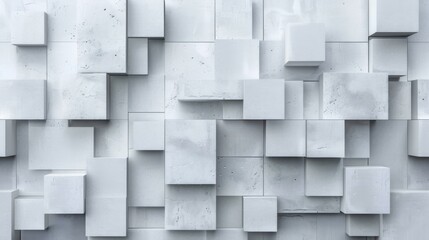 Obraz premium The image is a white background with a lot of white blocks. The blocks are arranged in a way that creates a sense of depth and texture. Scene is calm and serene, with the blocks appearing to be solid