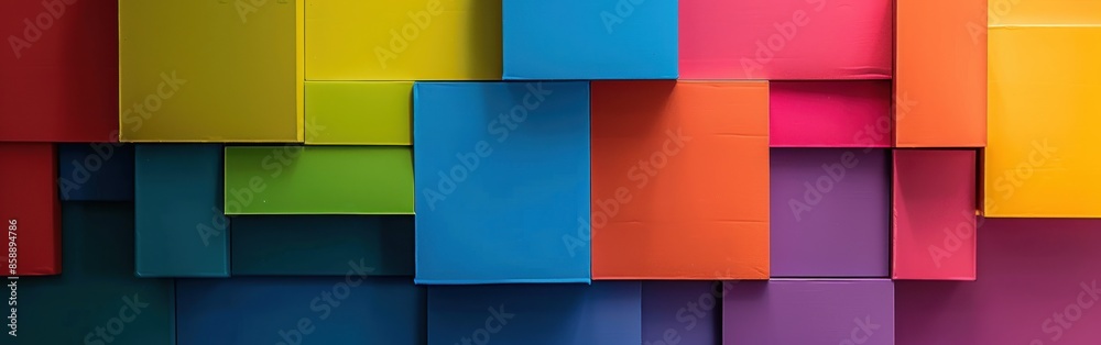 Aufkleber A colorful image of blocks in various colors. The blocks are arranged in a way that creates a sense of depth and dimension. The image conveys a feeling of creativity and playfulness