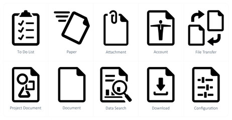 A set of 10 File icons as to do list, paper, attachment