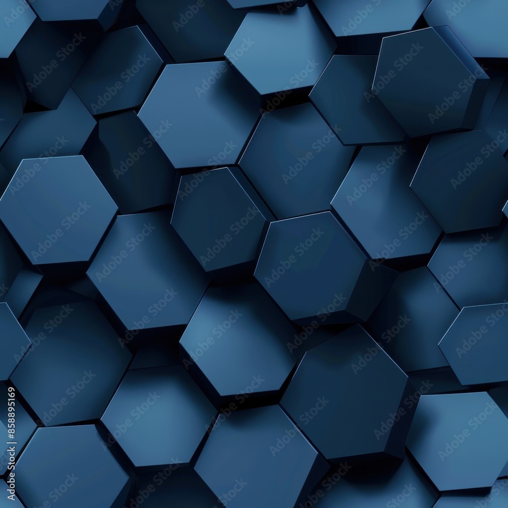 Aufkleber A digital illustration of a repeating pattern of blue hexagons, arranged in a slightly offset, staggered formation. The hexagons appear to be three-dimensional, creating a sense of depth and texture. 