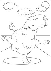 dancing capybara chilling coloring book page