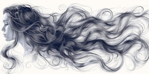 Fototapeta premium Illustrations depicting hair texture and movement in detail Several entries