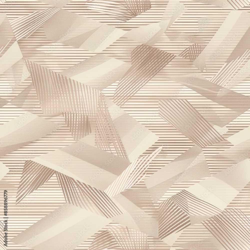 Leinwandbilder A pattern of lines and shapes in a tan color. The pattern is made up of triangles and squares