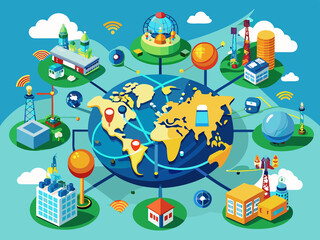 Naklejka premium Worldwide network infrastructure illustrated