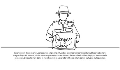 Continuous one line design of day ranger.Minimalist style vector illustration on white background.