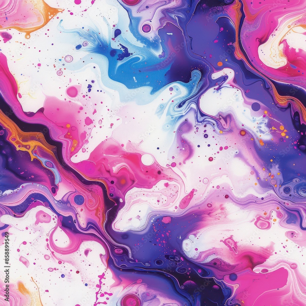 Poster this abstract image features a swirling mix of pink, blue, and purple paint. the colors are bright a