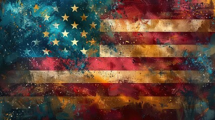 Abstract American Flag Painting