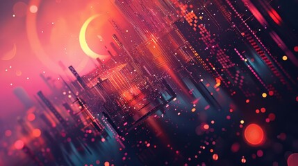 Futurism-inspired background with hi-tech elements and gradient colors, perfect for showcasing technological innovation and progress.