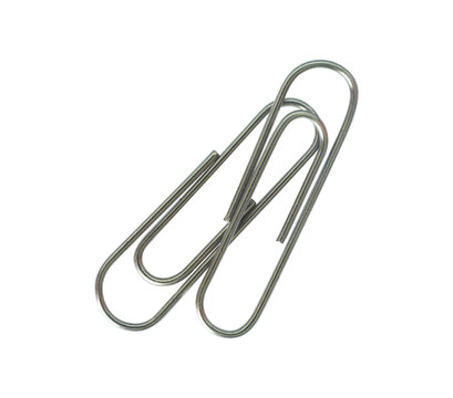 two silver paper clip isolated