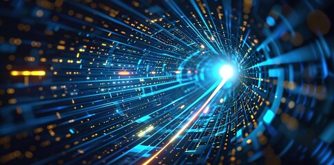 Abstract technology background showcasing high-speed global data transfer, ultra-fast broadband, and digital tech motion. Highlights connection, speed, and network in a cyber tech setting.