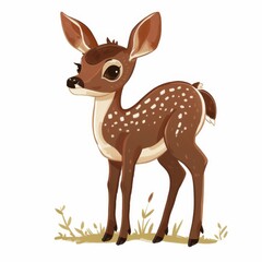 Charming brown deer with white underbelly, in a cute cartoon style.