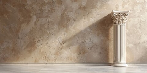 Sleek gray column with textured grooves, leading the eye up to the elegant capital. Inspired by Behr color trends.