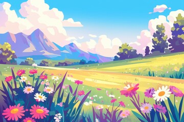 Fototapeta premium Vibrant Mountain Meadow