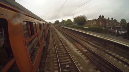 Fototapeta premium The trains arrival at their final destination but the family already planning their next reunion adventure on the train.
