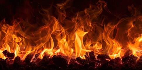 Blazing Fire in a Fireplace