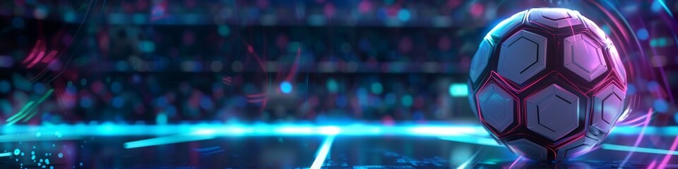 Fototapeta premium High-Resolution AI-Generated Futuristic Design Background Poster Featuring Smooth Glowing Neon Details and Mechanical Digital Appearance for Online Gaming Tournaments, European Cup, World Championship