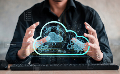 cloud technology concept Global network of global business Megatrends on the Internet for Telecommunication..