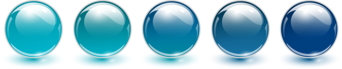 Glass balls blue, 3D shiny spheres collection