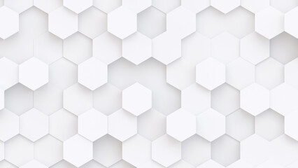White hexagons geometric background, minimal honeycomb pattern wallpaper.