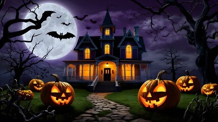 Fototapeta premium Haunting Halloween Night A Spooky and Atmospheric Scene