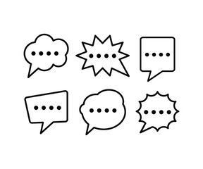 text chat message speech bubble icons symbol vector design simple black white color flat illustration sets