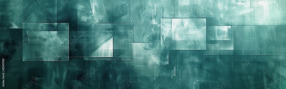 Leinwandbilder a wall with a blue background and a lot of squares. the squares are all different sizes and are all 
