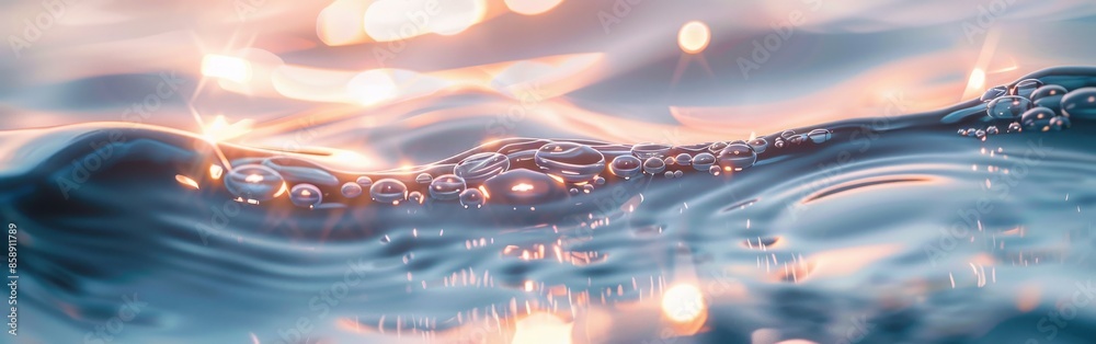 Aufkleber the water is calm and still, with a few bubbles floating on the surface. the sun is shining brightly