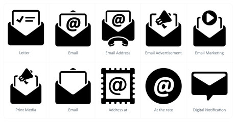 A set of 10 web marketing icons as letter, email, email address